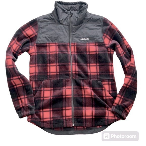Columbia Sz L Buffalo Plaid Fleece Jacket - Picture 1 of 9